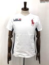 美品【ポロラルフローレン POLO Ralph Lauren】 コットン100% ポニープリント Vネック半袖Tシャツ (メンズ) sizeL 白×紺◇33MT...