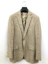 極美品【エトロ ETRO】221-11807-1030 グレンチェック風 2B 麻混 ペイズリー柄裏地 アンコンジャケット(メンズ)54 茶系 伊製◇17MJ0567◇【中古】