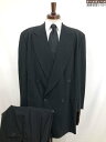 【ジョルジオアルマーニ GIORGIO ARMANI】最高級 黒ラベル 703210 ダブル4B スーツ (メンズ) size52 ブラック ストライプ柄 ◇32RMS2083◇【中古】