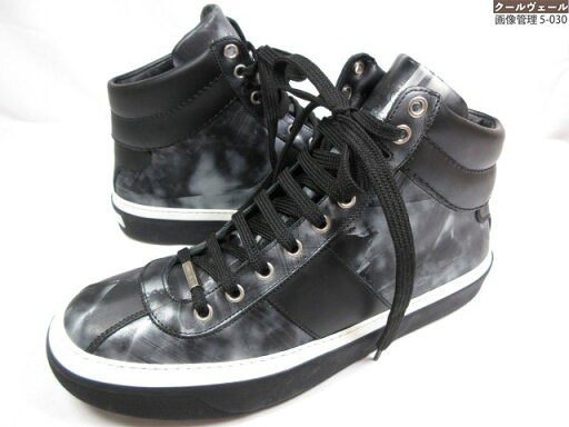 極美品 【ジミーチュウ JIMMY CHOO】 レザー ハイカットスニーカー 紳士靴 (メンズ) size41 ブラック×シルバー系 ◇30MZA7959◇【中古】 極美品 【ジミーチュウ JIMMY CHOO】 レザー ハイカットスニーカー 紳士靴 (メンズ) size41 ブラック×シルバー系 ◇30MZA7959◇【中古】