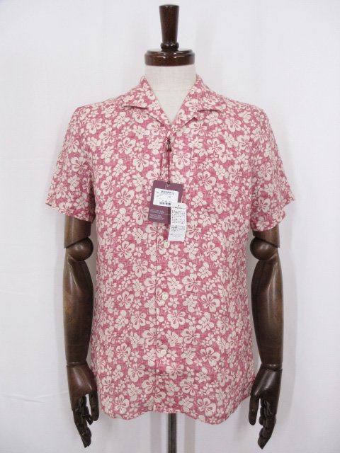 未使用【グランシャツ GLANSHIRT】SLOWEAR 5XJA00 G7048 200 定価45100円 麻100% 半袖 アロハシャツ(メンズ)size3...