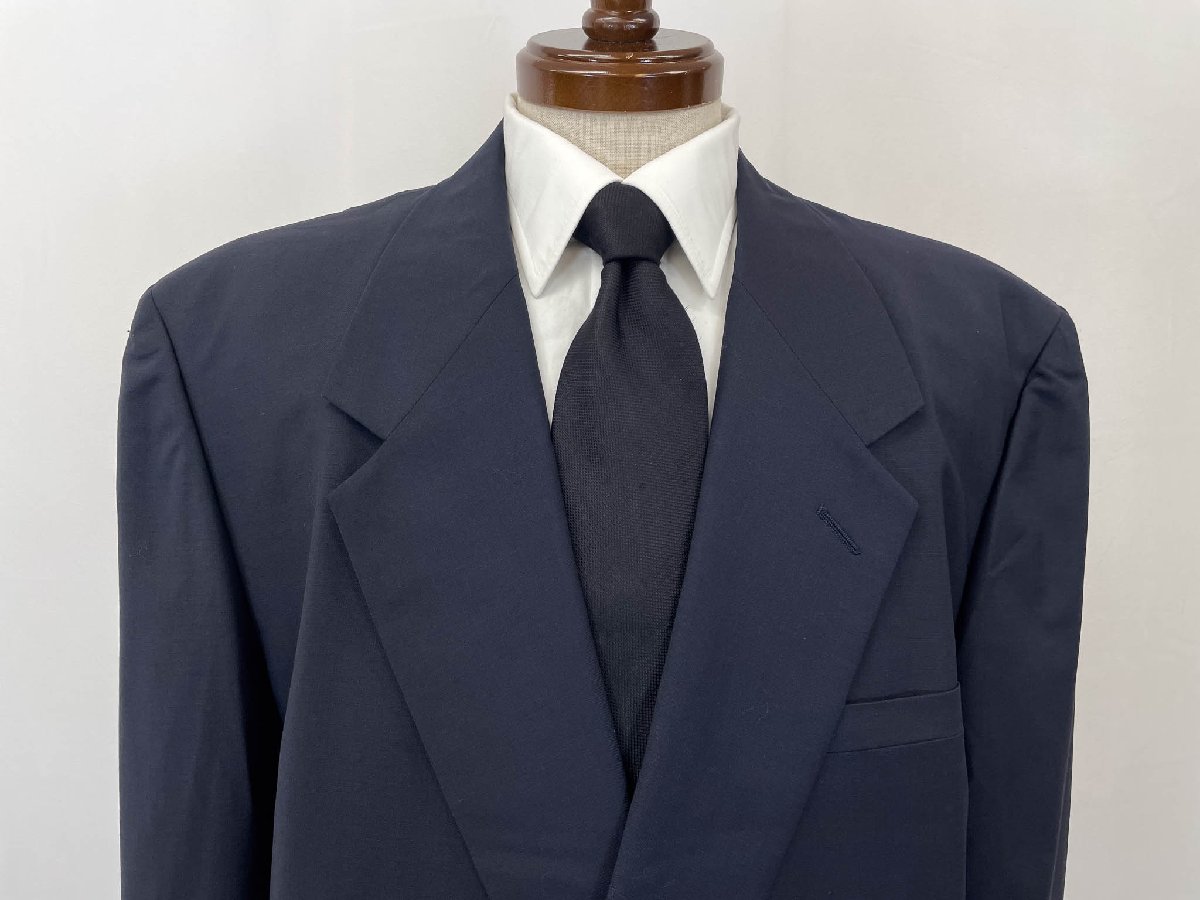【GIANNI VERSACE ジャンニヴェルサーチ】2538VC モヘア混 ダブル4ボタン 織柄 スーツ (メンズ) 52/8R ネイビー系 イタリア製◇35RMS2647◇【中古】