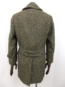 極美品 【エルビーエム1911】アルパカ混 ツィード生地 肉厚 ダブル6ボタン カーコート (メンズ) size50R カーキ系 織柄 伊製 □17MW1765□ 【中古】