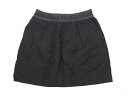 超美品【アドーア】 リネン混 ボックスプリーツデザイン♪ ウエストにラメ糸 ミニ丈 スカート(レディース)size36 ネイビー系 ○17LF2865 【中古】