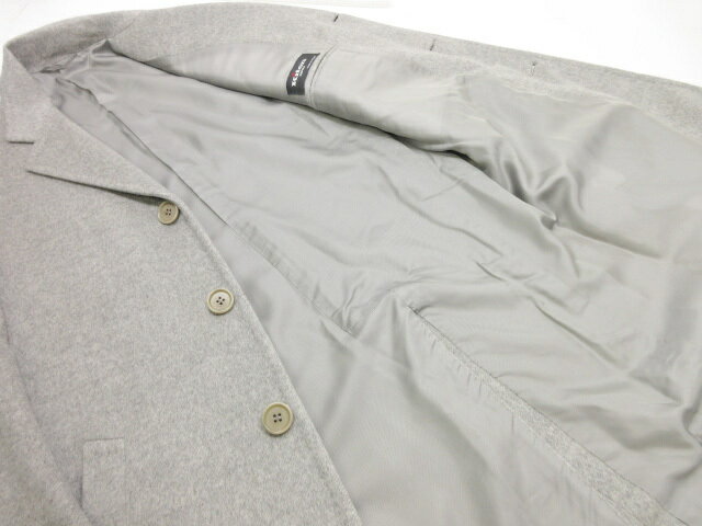 極美品【キートンKitonキトン】カシミヤ97%・極上繊維ビキューナ3%チェスターコート(メンズ)size44ライトグレー■3HR882■【中古】