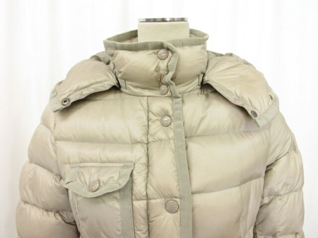 モンクレール Moncler ジャケット エルミンヌ Moncler Hermine ダウンコート ジャケット レディース フード付き フード付き Size0 グレージュ系 3lw0873 中古 クール ヴェール 店 モンクレール Moncler エルミンヌ Hermine ダウンコート ジャケット