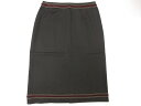 美品【ポールカ PAULE KA】ベロア装飾 台形スカート (レディース) size36 ブラック 秋冬におすすめ ●7LF2416● 【中古】