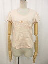 【トゥービーシック TO BE CHIC】リボン柄ビーズ装飾 半袖 カットソー (レディース) size3 ライトピンク UK534-309-12 ■10LT3...
