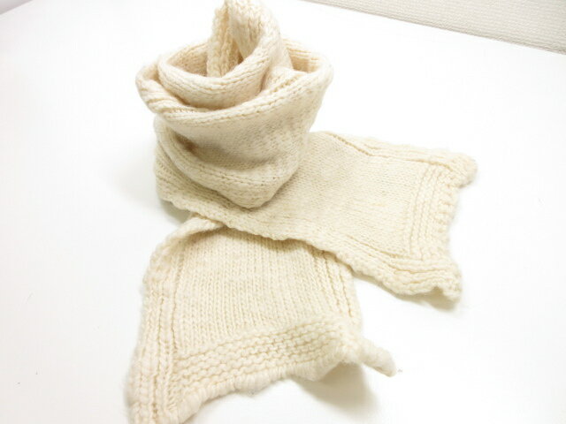 【クインシー Quincy 】 ミドルゲージニット マフラー ストール (レディース/メンズ) オフホワイト ■8LE2349■【中古】