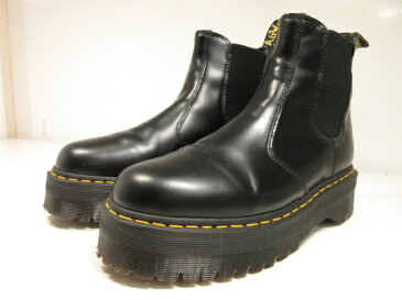 極美品 【ドクターマーチン Dr.Martens】 厚底 サイドゴア チェルシーブーツ (メンズ) sizeUK9 ブラック 2976 QUAD □8MZ0466□ 【中古】