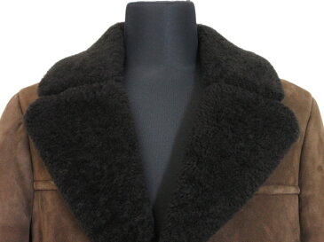 極美品 【ベルルッティ Berluti】 高級感抜群!! 肉厚 ムートンレザーコート ブルゾン (メンズ) 子羊革 size48 ブラウン □3HR1018□ 【中古】