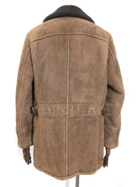 極美品 【ベルルッティ Berluti】 高級感抜群!! 肉厚 ムートンレザーコート ブルゾン (メンズ) 子羊革 size48 ブラウン □3HR1018□ 【中古】