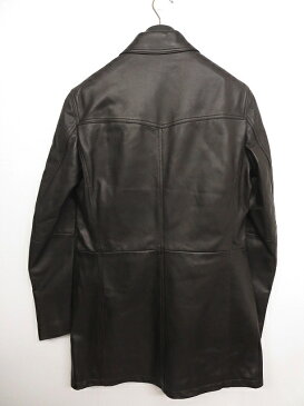 最高級ラムレザー 【ブリオーニ Brioni】3ボタン 子羊革 レザーチェスターコート (メンズ) ジャケット size54 茶 ブラウン □HR395□ 【中古】