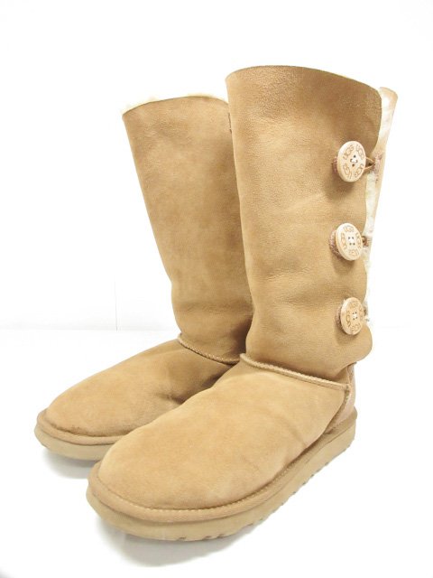 超美品 【アグ UGG australia】 10010GH ボタン装飾 ミドル丈 ムートンブーツ (レディース) size25 ブラウン系 ◇8LZ3436◇　【中古】