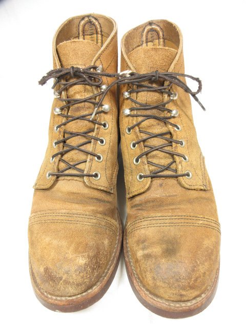 羽タグ【レッドウィング RED WING】 ラフアウトレザー 8113 アイアンレンジブーツ ワークブーツ 靴 (メンズ) 27 茶 ★18MZA1006★　【中古】