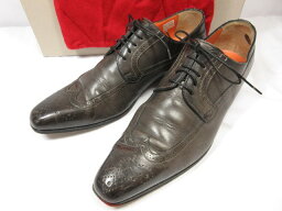 【サントーニ Santoni】フルブローグ 外羽根 紳士靴 ドレスシューズ (メンズ) size6 グレー系 ●18MZA4030●　【中古】