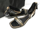 超美品 【レイチェルゾー Rachel Zoe】 バックフファスナー デカベルト ぺたんこサンダル (レディース) size36 ブラック ●18LZ4283●...