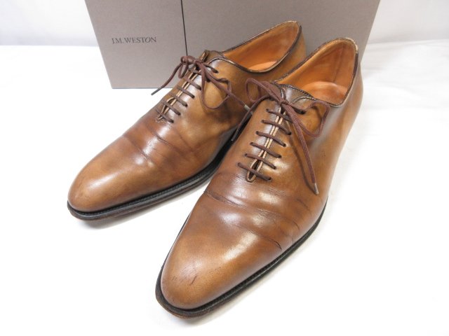 【JMウエストン J.M.WESTON】 402 ホールカット 7アイレット ドレスシューズ 紳士靴 (メンズ) size6.5C ブラウン系 パティーヌ ■18MZA4449■ 【中古】