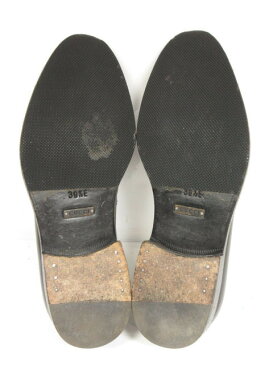 美品 【グッチ GUCCI】 オールブラック ホースビットローファー スリッポン 紳士靴 (メンズ) size39.5 ブラック 黒 ○8MZ1595○【中古】