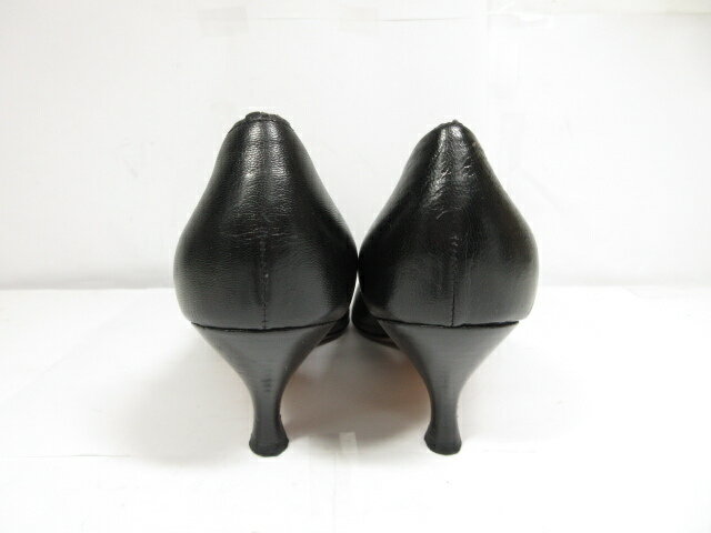 美品【デルブレンタDELBRENTAVenice】ポインテッドトゥレース風装飾パンプスヒール(レディース)size37.5ブラック◇18LZ3162◇【中古】