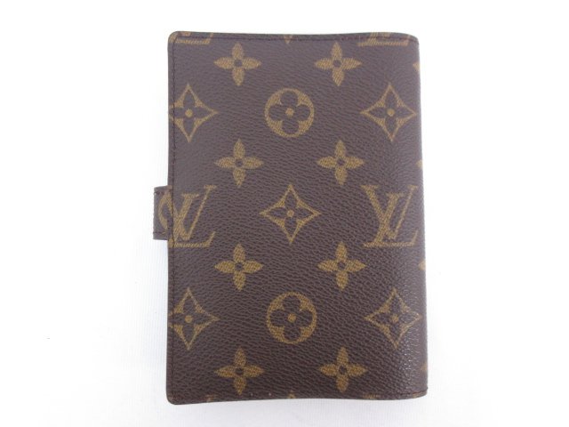 未使用に近い 【ルイヴィトン LOUIS VUITTON】アジェンダPM 6穴式 手帳カバー システム手帳 (メンズ) ブラウン 仏製 SP1000★7ME4601★【中古】