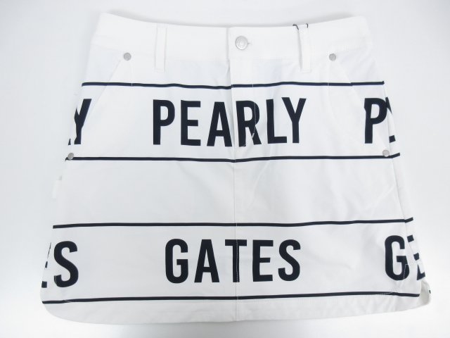 定価28600円 未使用【パーリーゲイツ PEARLY GATES】ロゴ入り 台形ミニスカート ゴルフウェア (レディース) 0 白 055-2134492★25LP2162　【中古】