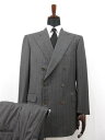 超美品 【ブリオーニ Brioni】 FLAMINIO ダブル6ボタン スーツ (メンズ) size52 チャコールグレー ストライプ 伊製 ■27HR3510 【中古】