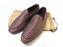 HH 極美品 【ベルルッティ Berluti】 シルクツイル ルームシューズ スリッポン ピタゴラ総柄 靴 (メンズ) size9.5 赤×茶 ■30MZA5569■【中古】(4)