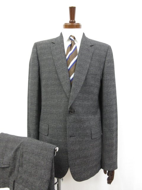 超美品【ポールスミス Paul Smith】 シングル2Bスーツ (メンズ) size42/6R チャコールグレー系 織柄 イタリア製 □33RMS9891□ 【中古】