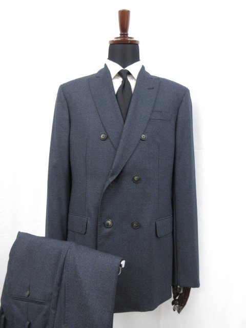 未使用品  SARTORIAL DECO 絹混 ダブル6B 濃紺 スーツ (メンズ) 54 織柄 11VS6T 11606 ●27EMP123　