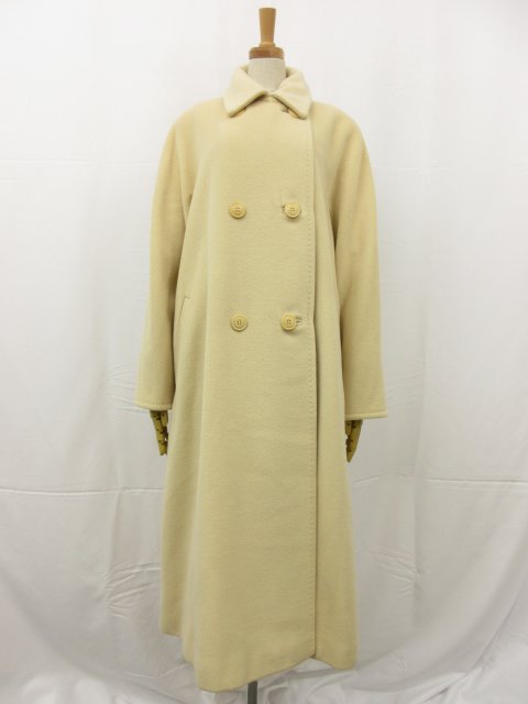 楽天クール・ヴェール 楽天市場店超美品【マックスマーラ Max Mara】白タグ カシミア10％ 肉厚生地 ダブルボタンコート（レディース） 40（J.I） ベージュ クリーム色■17HR3372　【中古】