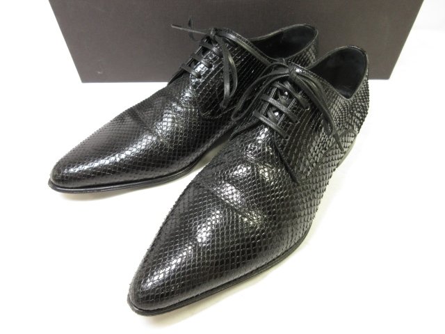 超美品 【ドルチェ&ガッバーナ DOLCE&GABBANA】 ヘビ革 パイソンレザー ドレスシューズ 紳士靴 (メンズ) size6.5 ブラック ■30MZA5119■　【中古】