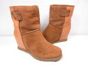 【マークバイマークジェイコブス MARC BY MARC JACOBS】 コンビレザー インヒール ムートンブーツ (レディース) size36 茶 ●15LZ...