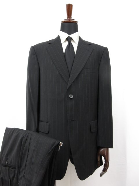  ウール シングル2ボタン スーツ (メンズ) size50C ブラック ストライプ柄 ■28RMS7874■　
