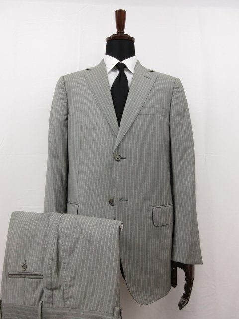 【ダンヒル dunhill】 BELGRAVIA FIT ウール シングル2ボタン スーツ (メンズ) 50S-8DROP ライトグレー系 ストライプ 伊製 ■27RMS8063　【中古】