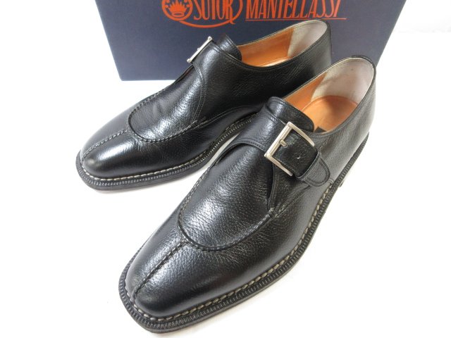 超美品 【SUTOR MANTELLASSI ストールマンテラッシ】 レザー ストラップ ドレスシューズ 紳士靴 (メンズ) size7 ブラック ■15MZA4857■　【中古】