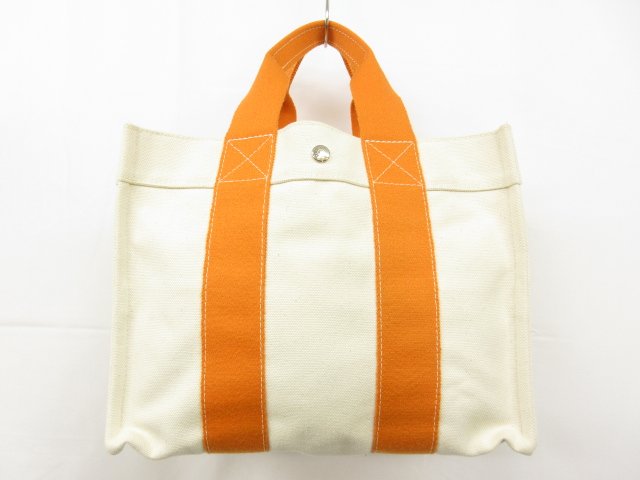 超美品【エルメス HERMES】 ボラボラビーチ PM キャンバス トートバッグ (レディース) 生成り×オレンジ ■5HT2577■　【中古】