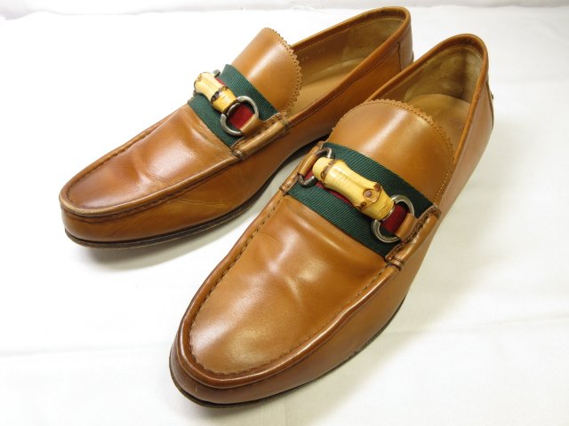 【グッチ GUCCI】 シェリーライン ホースビットローファー バンブーローファー 紳士靴 (メンズ) size7.5 ブラウン系 ■18MZA4578■ 【中古】