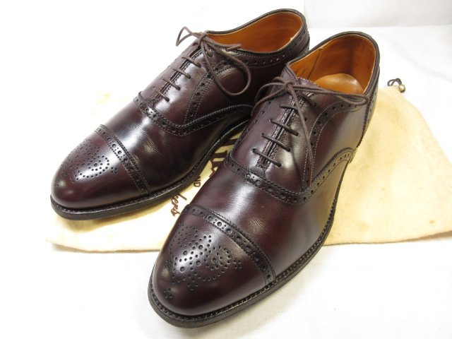 美品 【ALDEN オールデン】908 カーフレザー セミブローグ ドレスシューズ 紳士靴 (メンズ) size8D バーガンディ ■30MZA4800■　【中古】