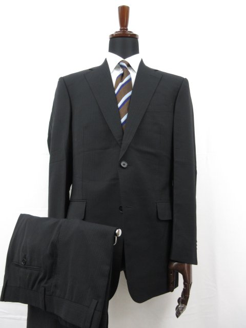 【スーツカンパニー THE SUIT COMPANY】 2ボタン スーツ (メンズ) size175cm-4Drop ブラック ストライプ織 192159 ■27RMS8209　【中古】