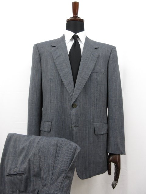 超美品 【ブリオーニ Brioni】 ROMAN STYLE ウール素材 2ボタン スーツ (メンズ) size26 グレー系 格子×グレンチェック 伊製 ■27HR3498　【中古】