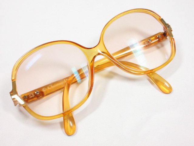 【クリスチャンディオール Christian Dior】 ヴィンテージ 度入り サングラス 眼鏡 アイウェア (レディース) 54□15 イエロー系 ■7ME6885　【中古】