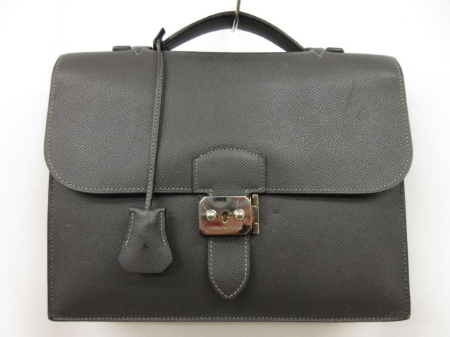 【エルメス HERMES】 □K刻印 サックアデペッシュ27 ブリーフケース 書類かばん (メンズ) グレー系 ■5HT2666■　【中古】