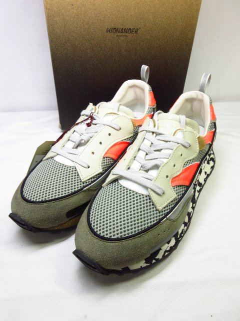 定価66.000円 未使用【HIDNANDER ヒドゥナンダー】HA1MS210 コンビレザー スニーカー 靴 (メンズ) 43 グレー×カーキ×レッド ■30...