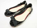 未使用品 【クリスチャンルブタン Christian Louboutin】 パテントレザー バレエシューズ リボン 靴 (レディース) size34 黒 ■30...
