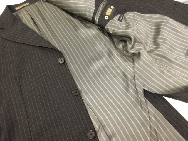 未使用 【TAGLIATORE NAPOLI 1939 タリアトーレ】 REDA SUPER100's 3B スーツ (メンズ) 46 グレー系 ストライプ 伊製 TA800/18 ■27SLJ0499　【中古】