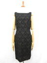 美品【Milly ミリー】総柄生地 ノースリーブ タイトワンピース ドレス (レディース) size4 ブラック系 ■17LO3307■ 【中古】(4)