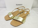 極美品 【ペリーコサニー PELLICO SUNNY】 レザー サンダル フラット 婦人靴 (レディース) size34 ゴールド×ライトブラウン ■30LZ4...