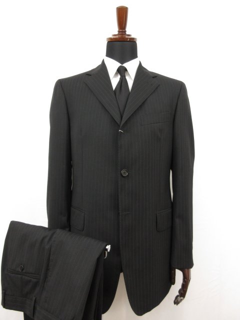 未使用 【TAGLIATORE NAPOLI 1939 タリアトーレ】 3B スーツ (メンズ) 50-7R ネイビー系 ストライプ柄 伊製 TA700/18 ■27SLJ0517 【中古】
