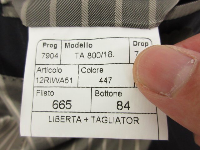 未使用 【TAGLIATORE NAPOLI 1939 タリアトーレ】 SUPER100's 3B スーツ (メンズ) 46 ネイビー系 ストライプ 伊製 TA800/18 ■27SLJ0598　【中古】